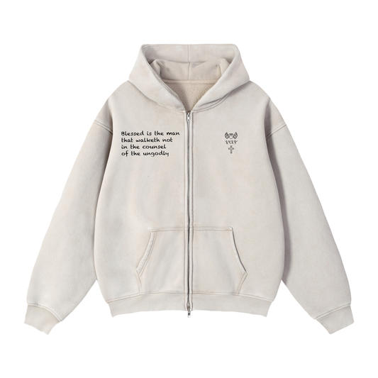 Zip-Through Boxy Fleece Hoodie