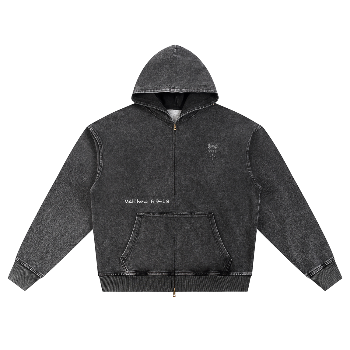 Snow Wash Oversized Zip-Up Hoodie