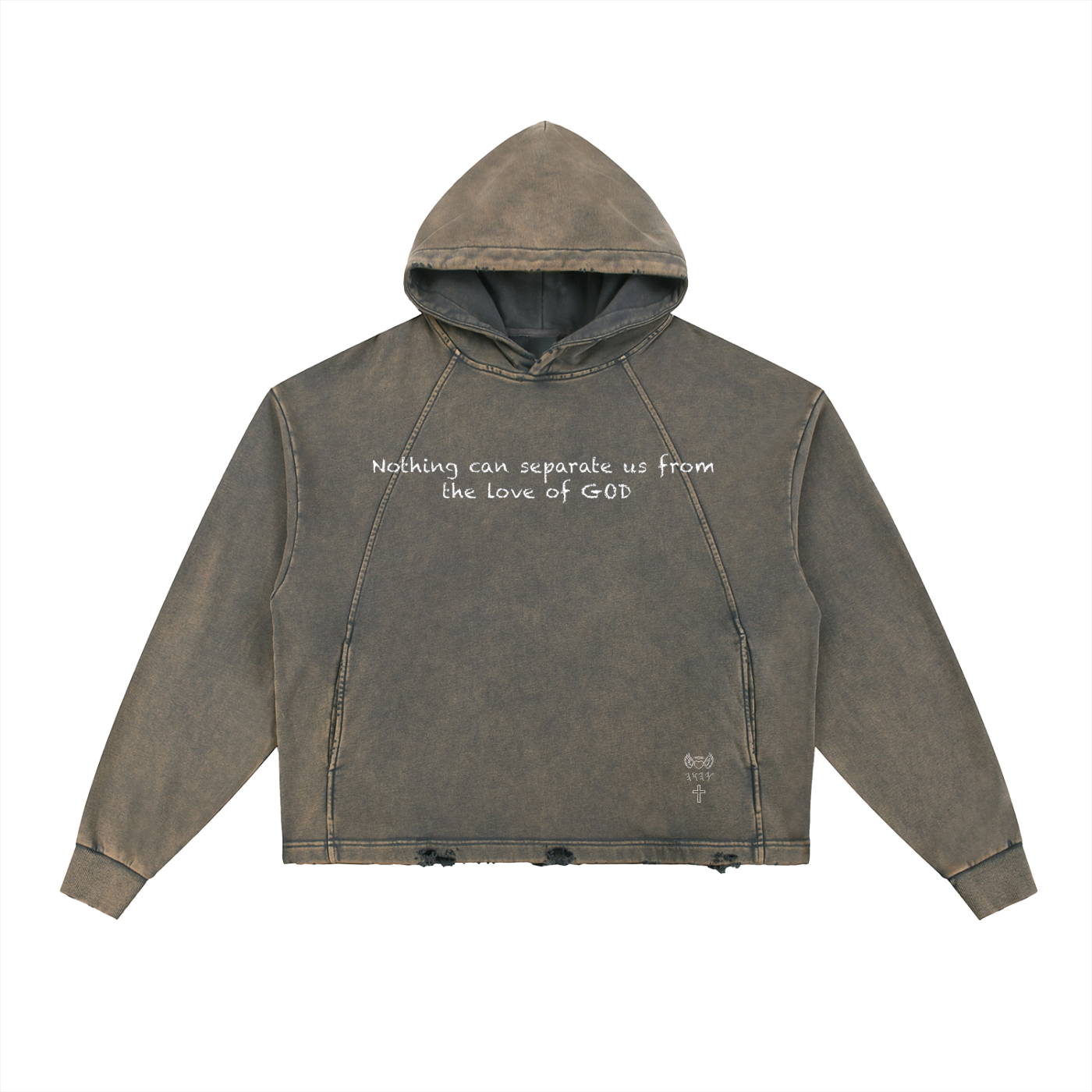 Vintage Washed Frayed-Hem Hoodie