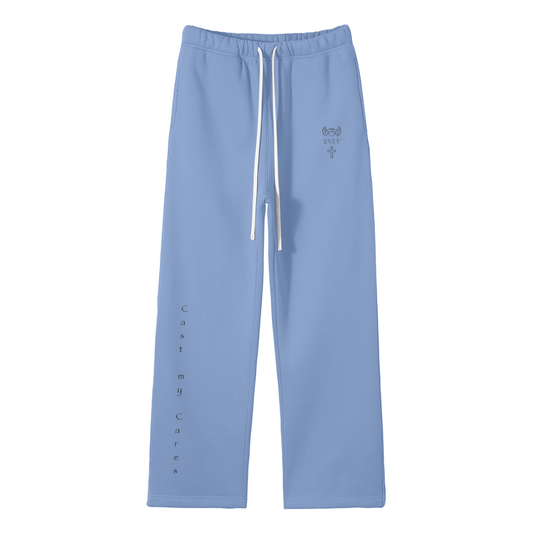 Streetwear Unisex Solid Color Fleece Straight Leg Pants