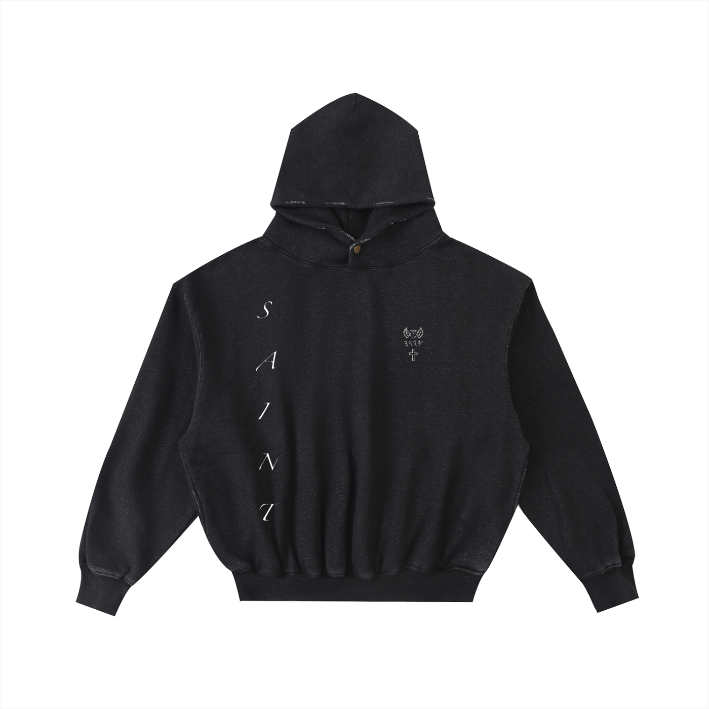 Frayed Enzyme Washed Fleece Hoodie
