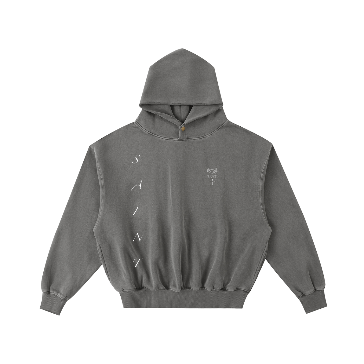 Frayed Enzyme Washed Fleece Hoodie