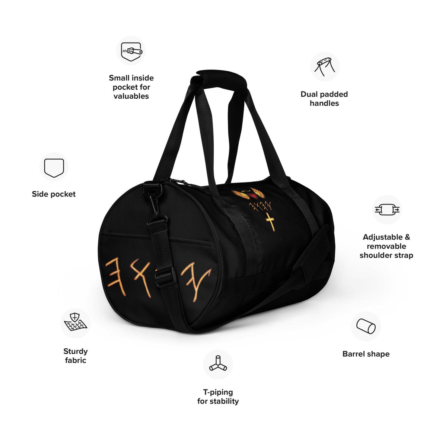 YAHUAH’s Temple All-over print gym bag