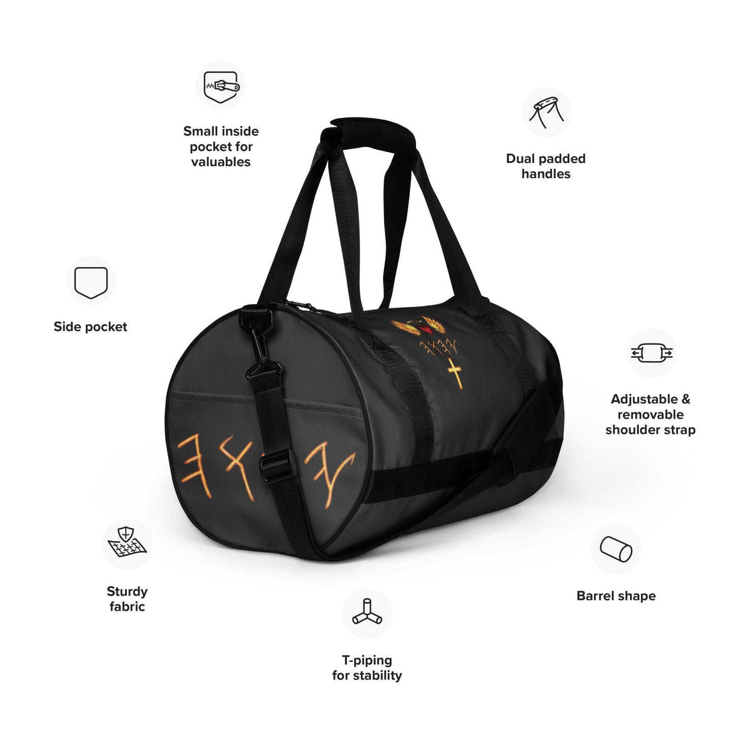 YAHUAH’s Temple All-over print gym bag