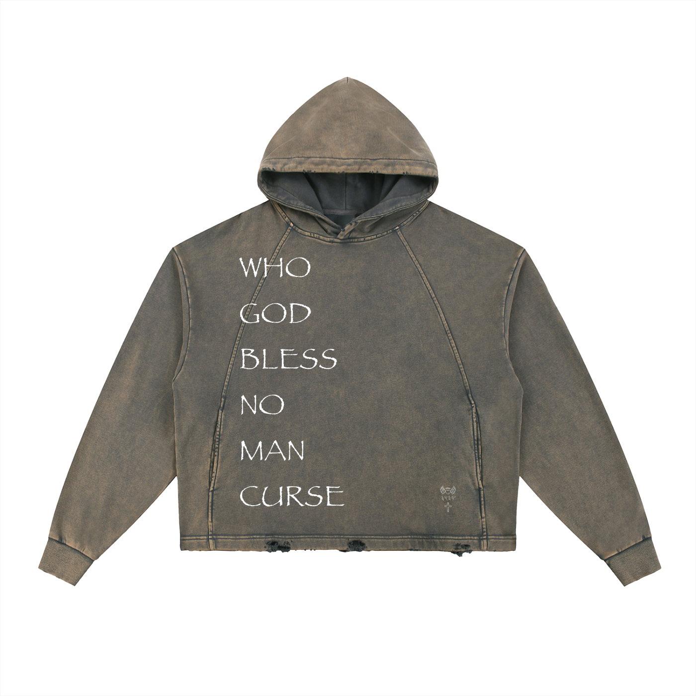 Vintage Washed Frayed-Hem Hoodie