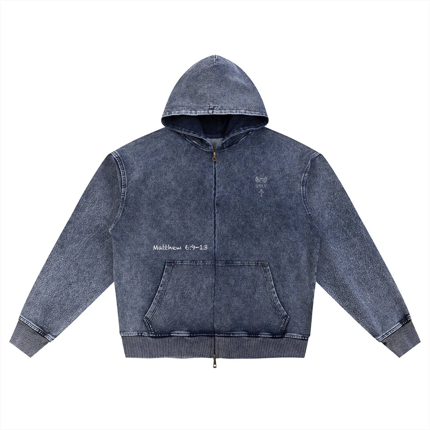 Snow Wash Oversized Zip-Up Hoodie