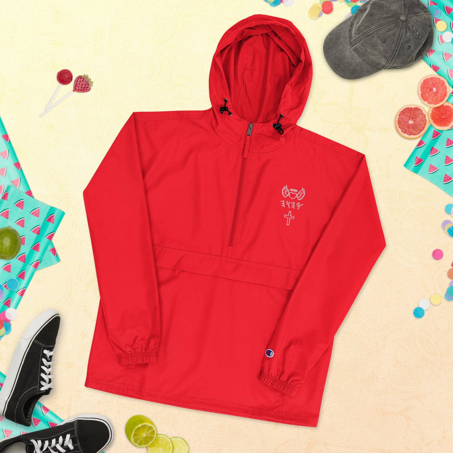 YAHUAH’s Temple J Embroidered Champion Packable Jacket