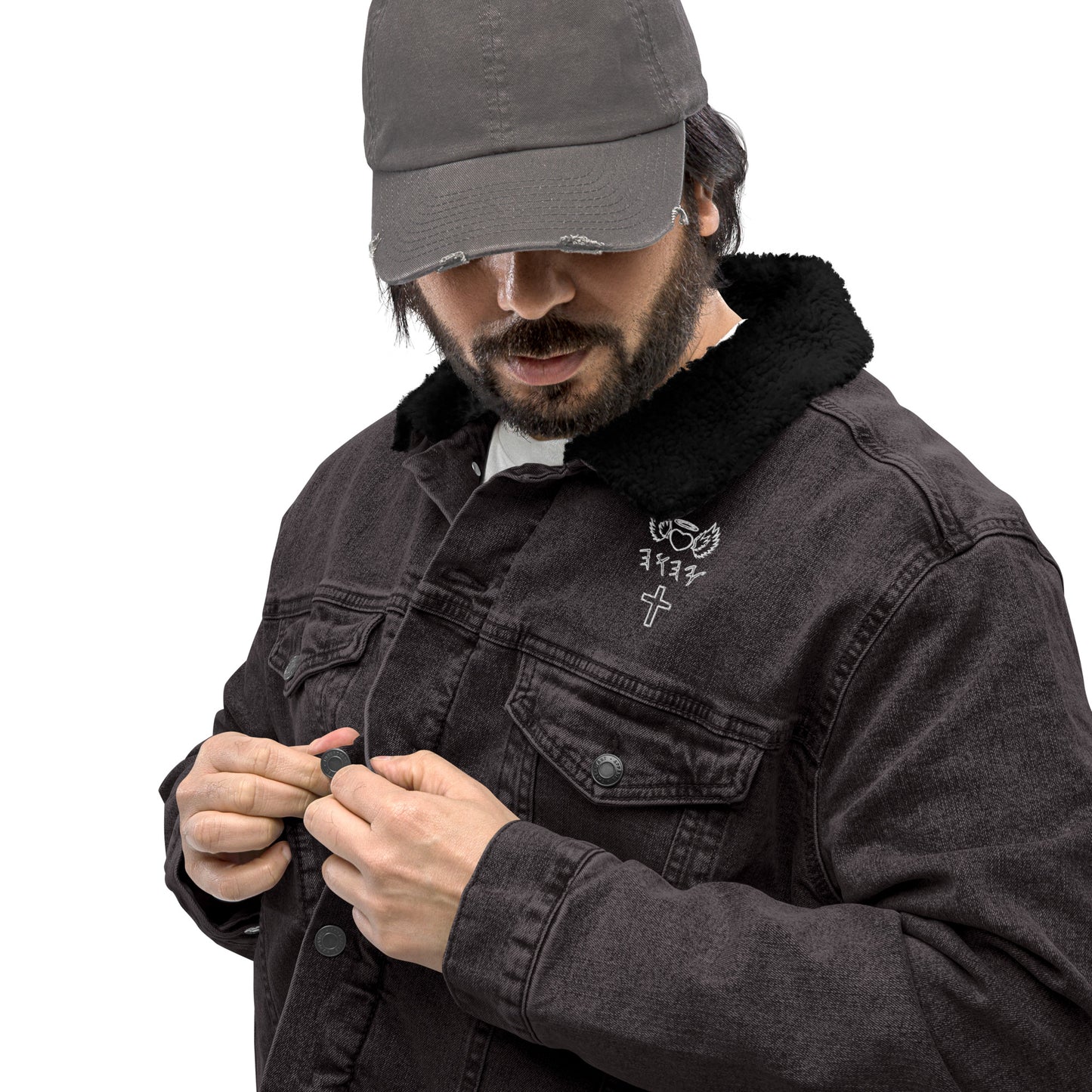 YAHUAH’s Temple J Unisex denim sherpa jacket