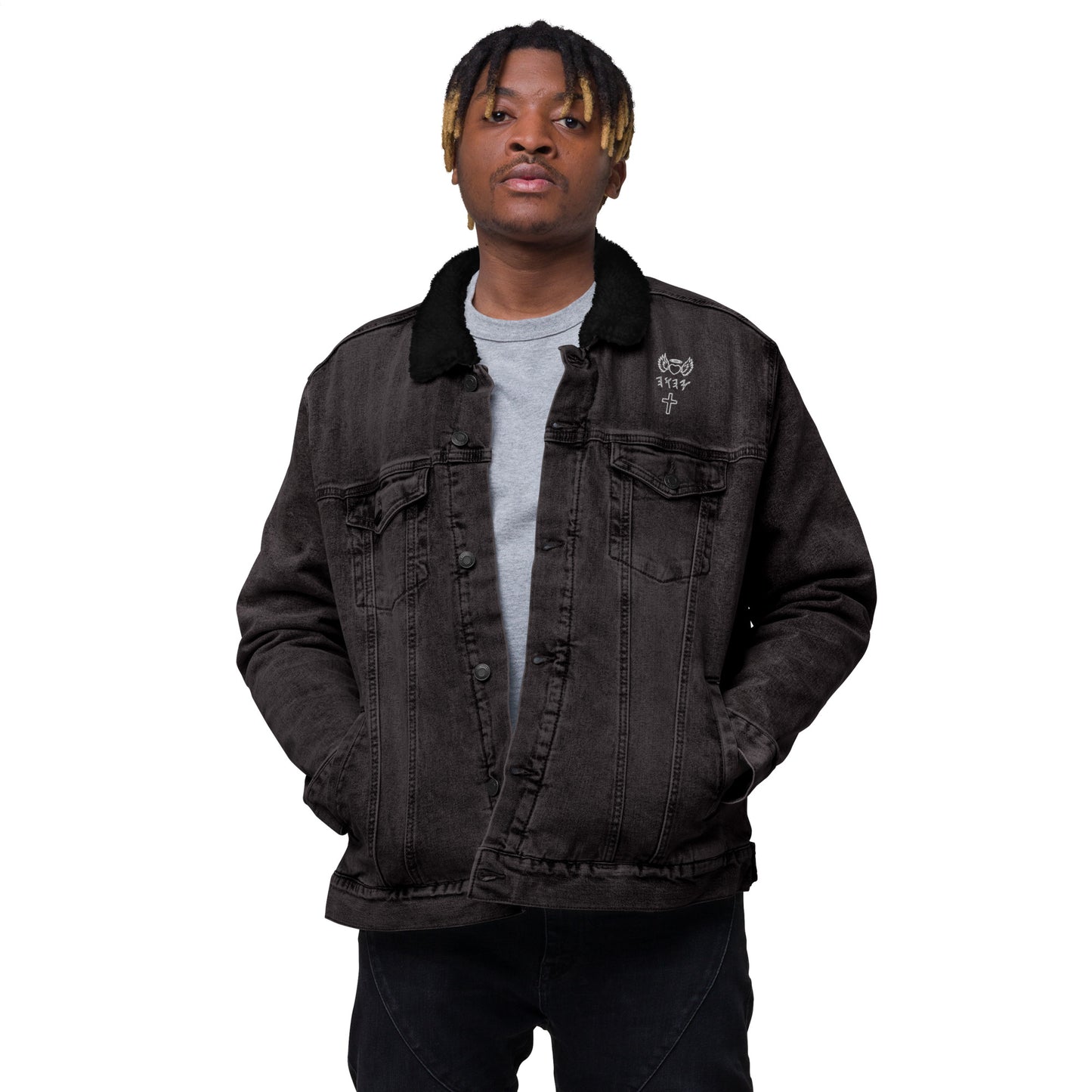 YAHUAH’s Temple J Unisex denim sherpa jacket
