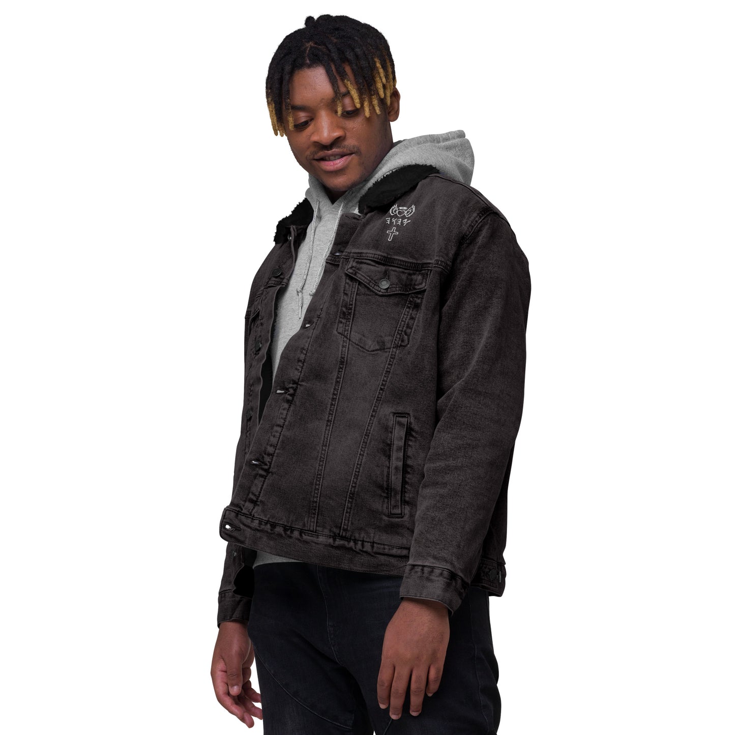 YAHUAH’s Temple J Unisex denim sherpa jacket