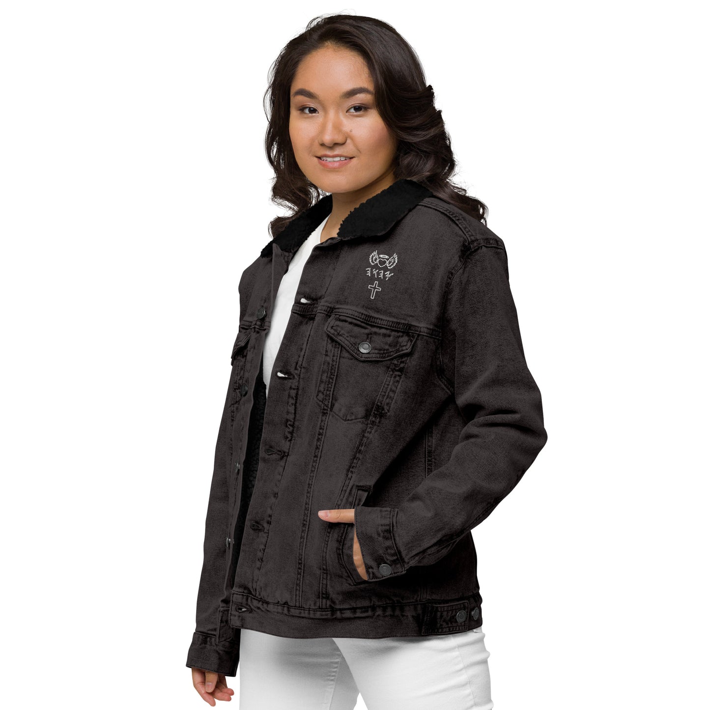YAHUAH’s Temple J Unisex denim sherpa jacket