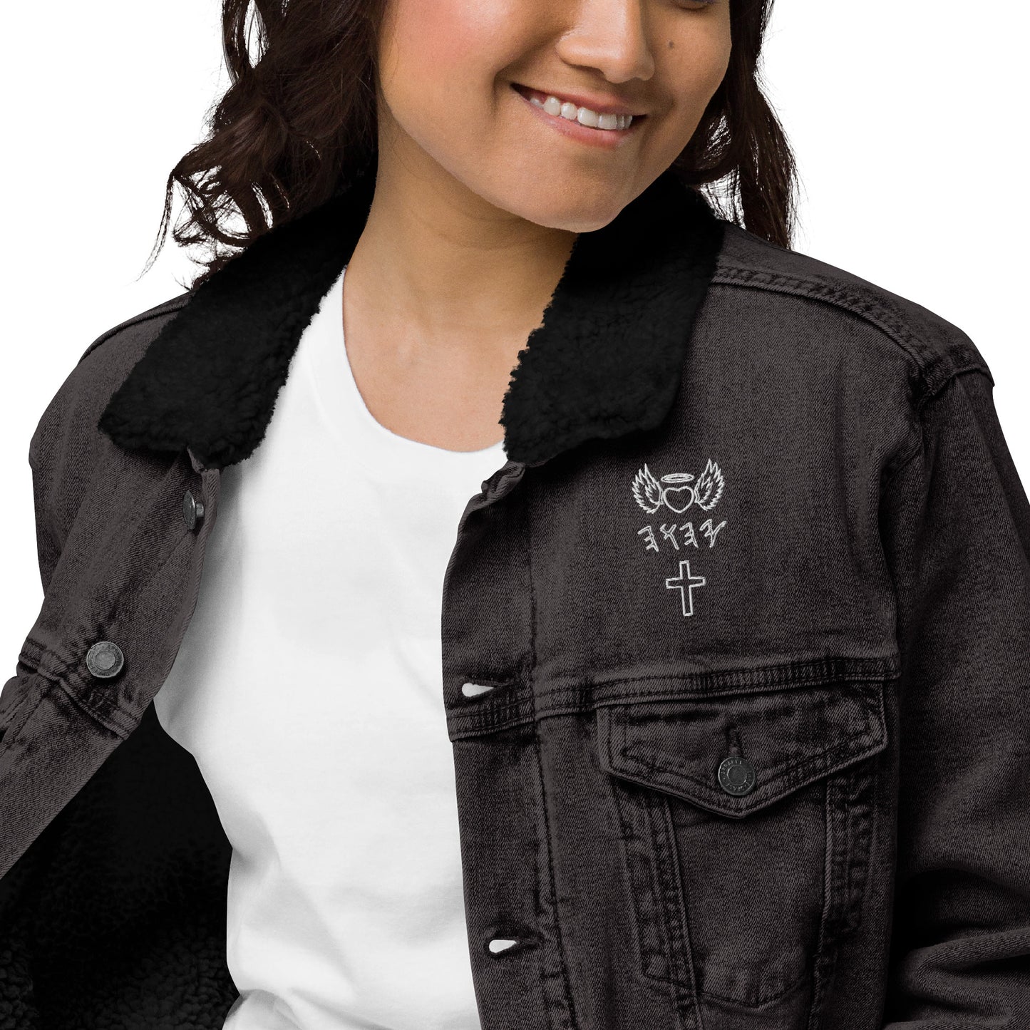 YAHUAH’s Temple J Unisex denim sherpa jacket