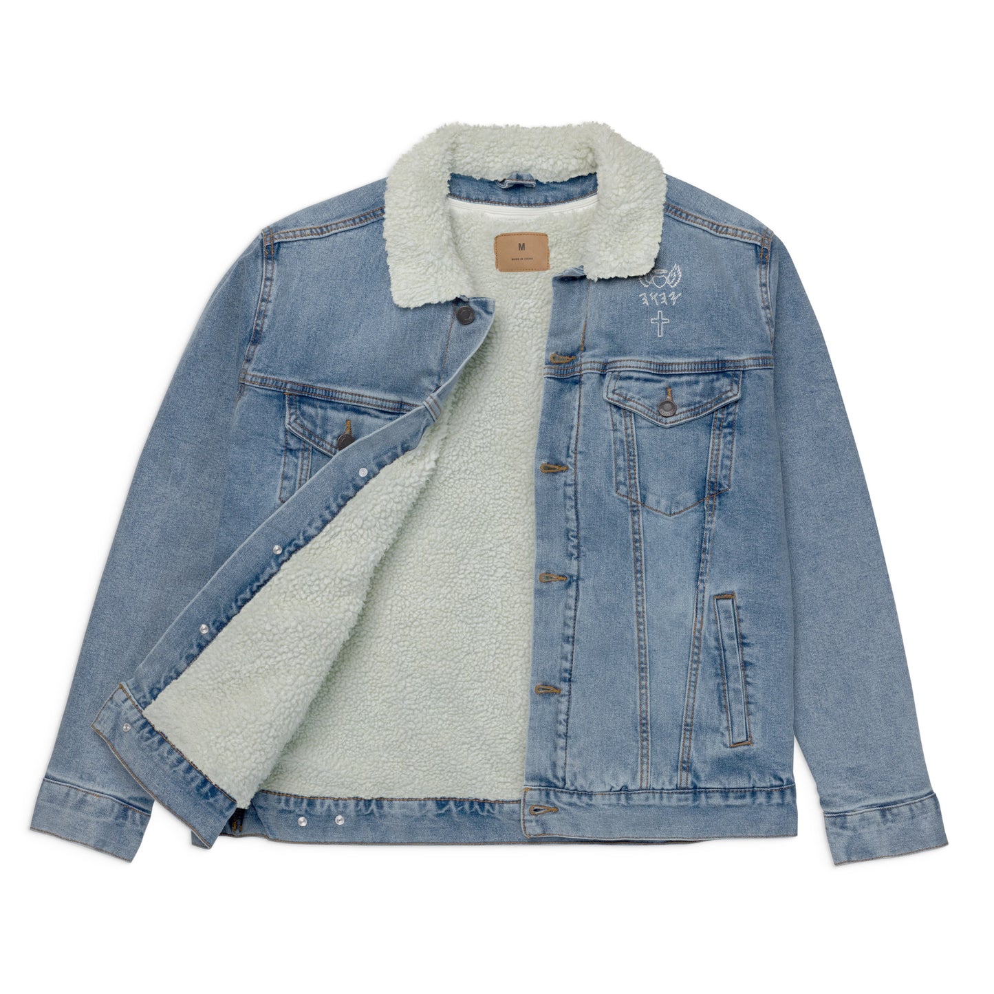 YAHUAH’s Temple J Unisex denim sherpa jacket