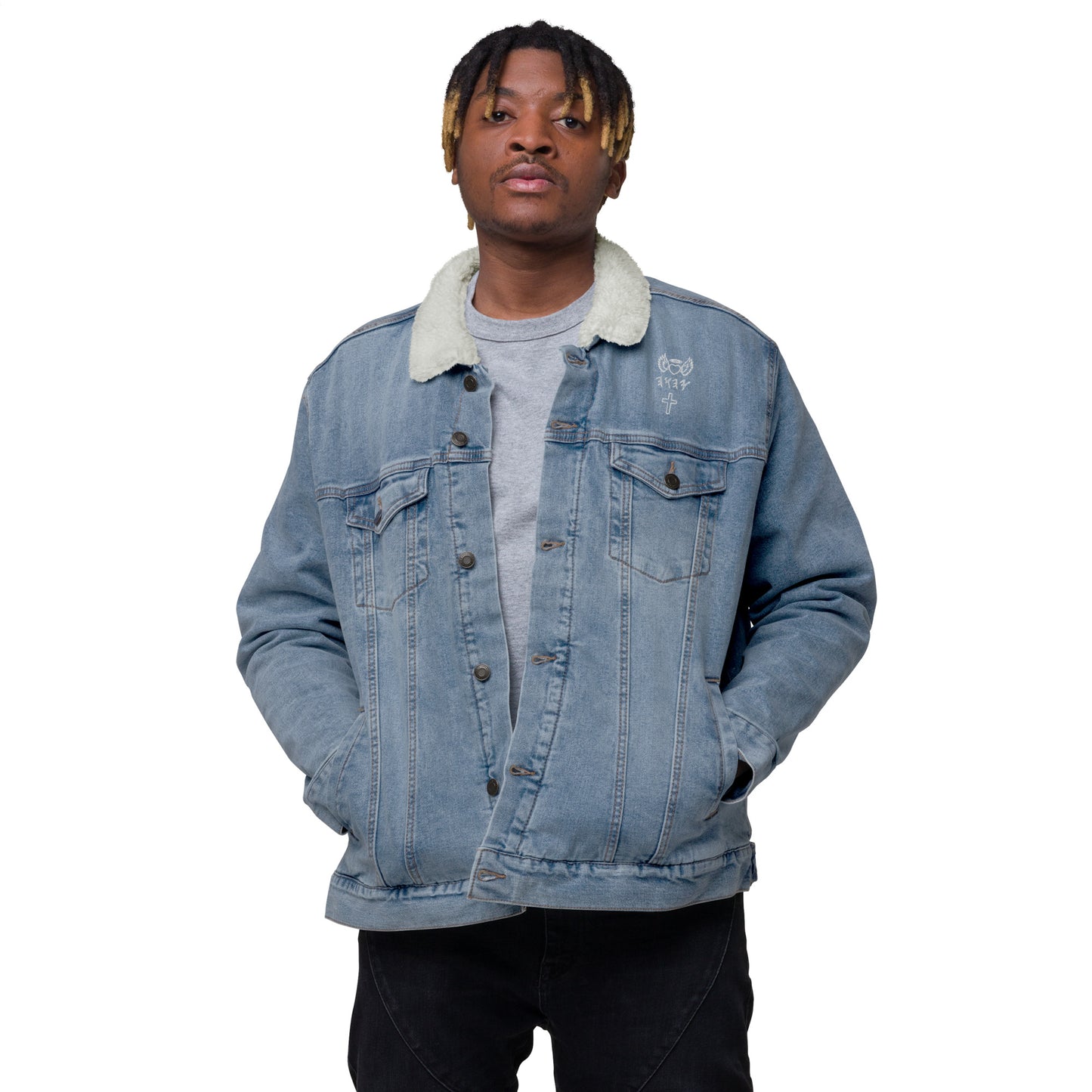 YAHUAH’s Temple J Unisex denim sherpa jacket