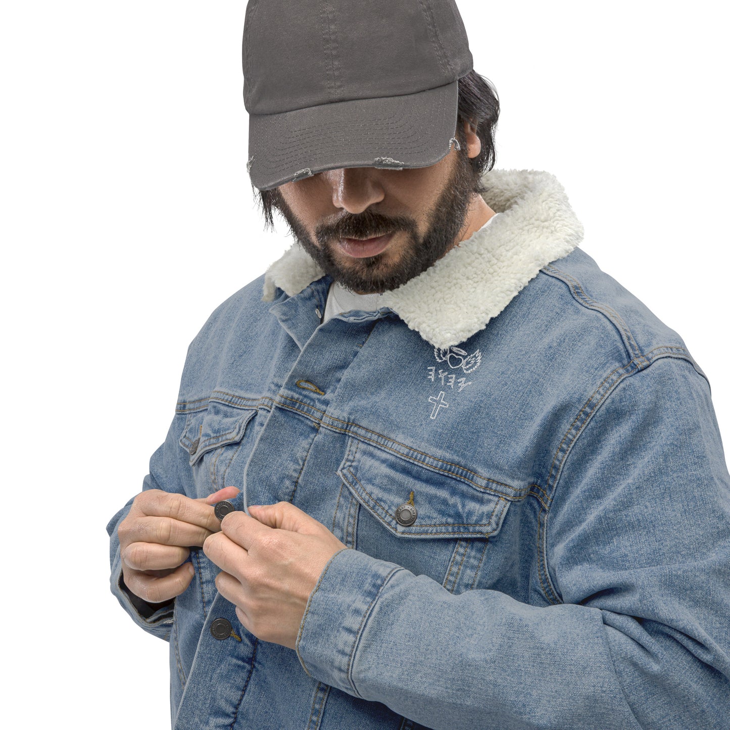 YAHUAH’s Temple J Unisex denim sherpa jacket