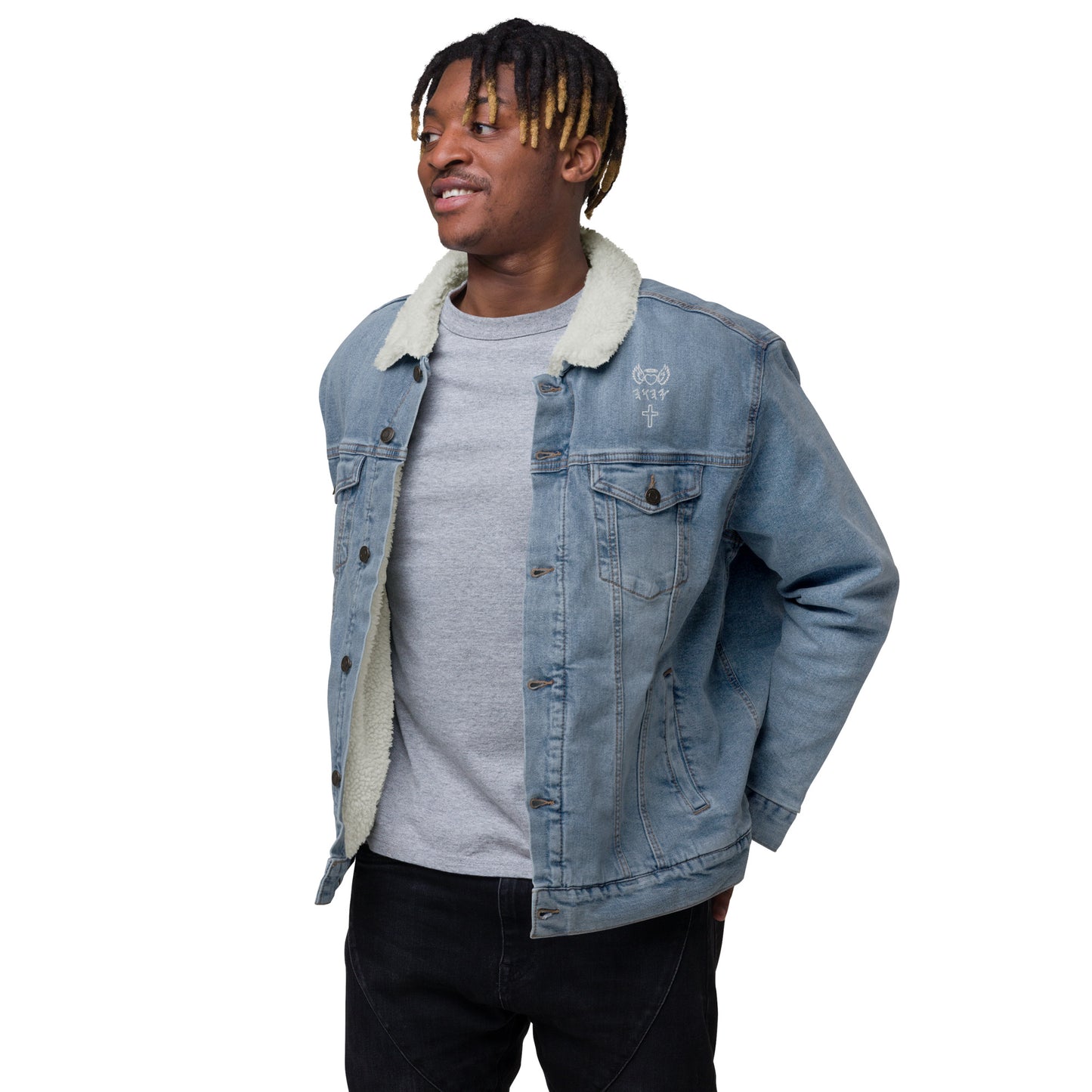 YAHUAH’s Temple J Unisex denim sherpa jacket