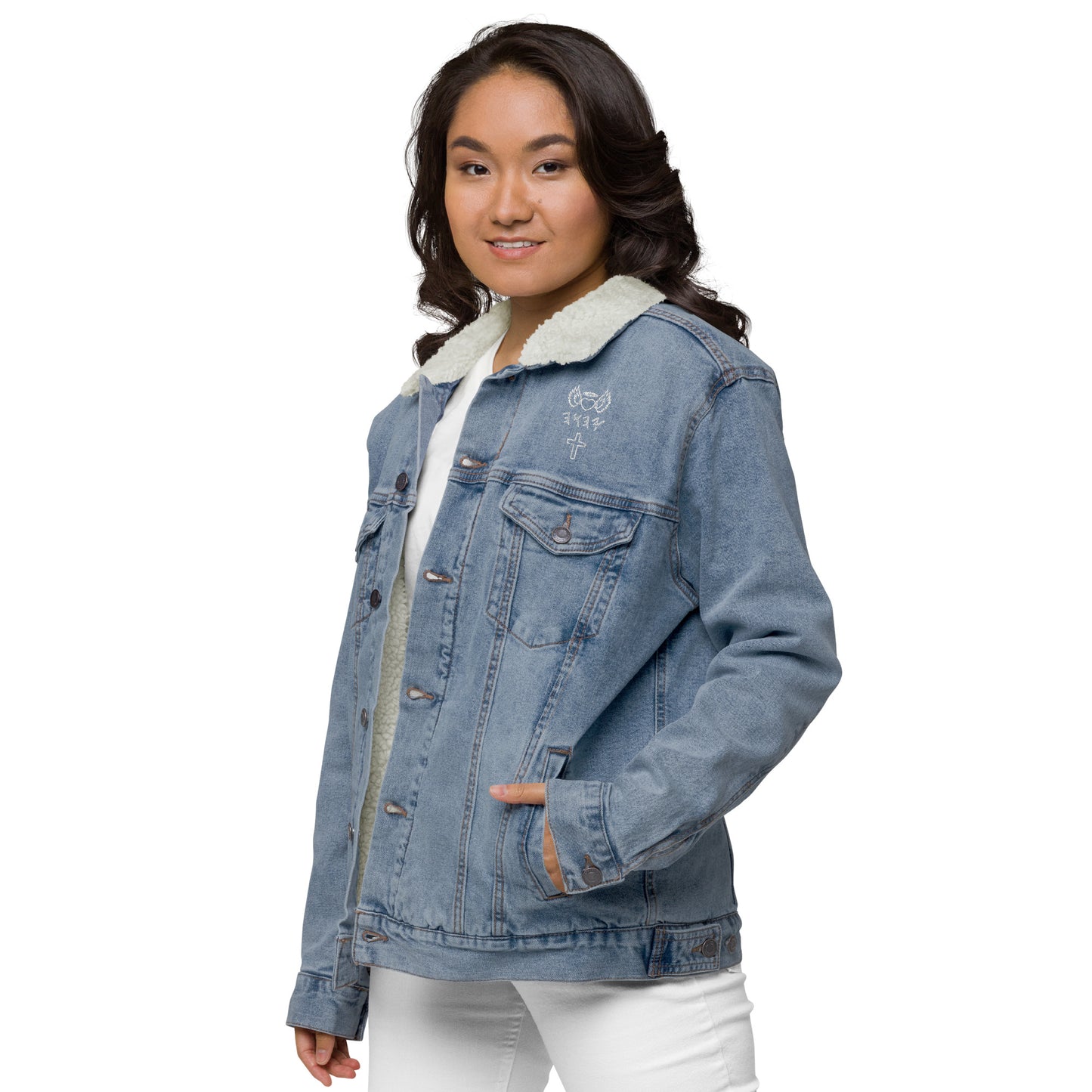 YAHUAH’s Temple J Unisex denim sherpa jacket
