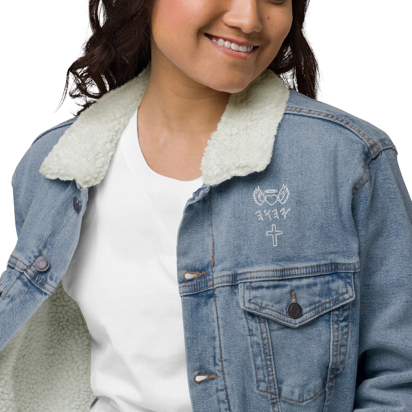 YAHUAH’s Temple J Unisex denim sherpa jacket